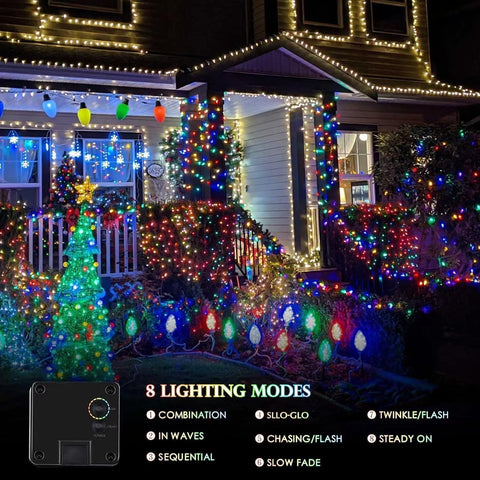 Solar Fairy Lights, 2 Pack Total 400LED 144FT Waterproof String Lights