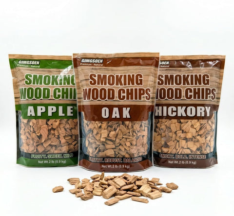 Smoking Wood Chips Variety Pack, 3 Flavors (Oak, Hickory, Apple), 2 lbs × 3 — All-Natural BBQ Smoking Chips for Smoker Box, Electric Smokers, Pellet & Charcoal Grills