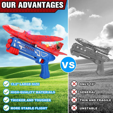 Fuwidvia 3 Pack Airplane Launcher Toys, 13.2'' Spider LED Foam Glider