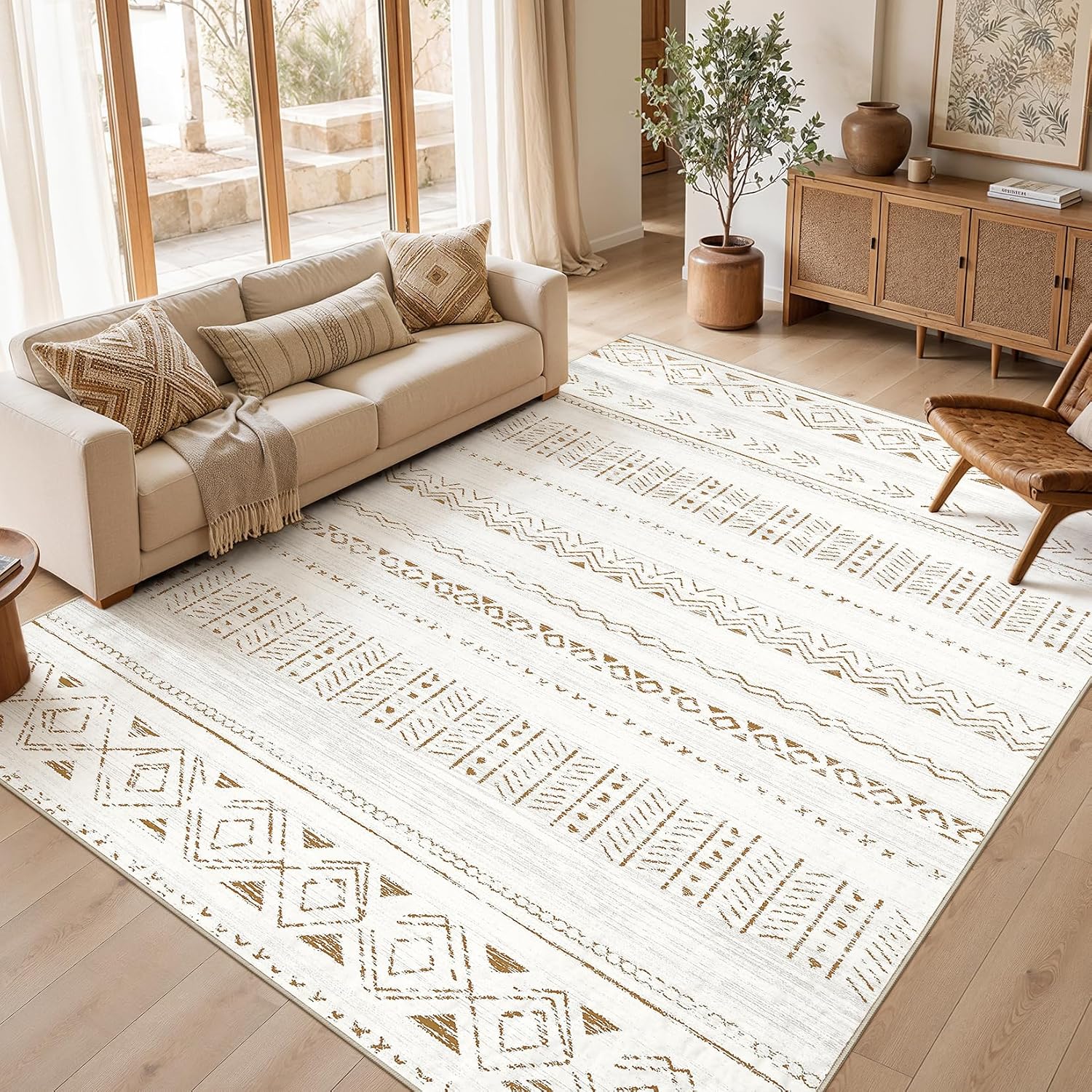 cotiled Boho 8x10 Area Rugs for Living Room: Large Moroccan Washable Rug