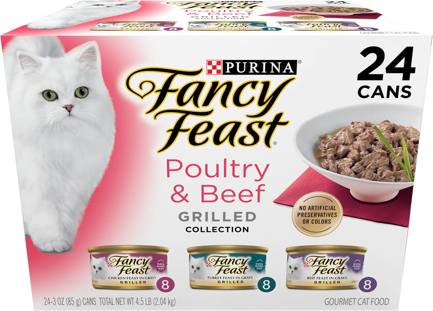 Purina Fancy Feast Poultry & Beef Wet Cat Food Variety Pack, 3 oz, 24-Pack