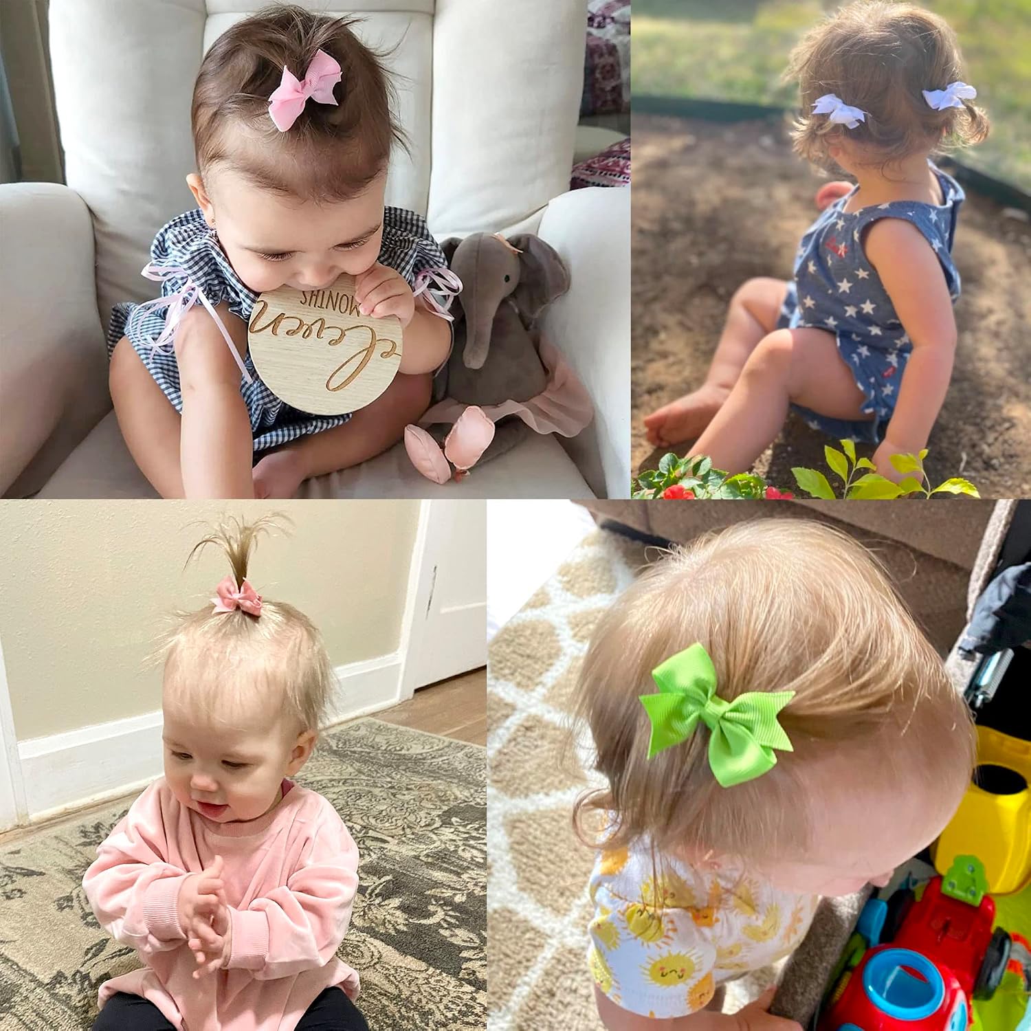 CÉLLOT Baby Hair Clips 50Pcs 2" Baby Hair Bows Fully Covered Barrette Clips