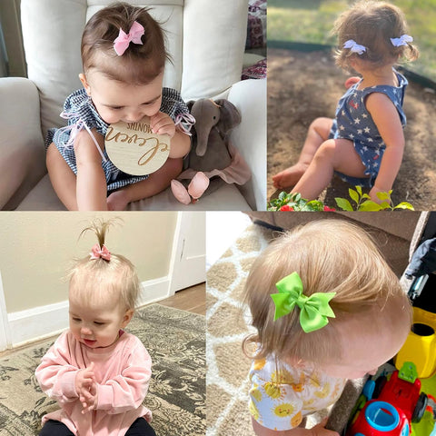 CÉLLOT Baby Hair Clips 50Pcs 2" Baby Hair Bows Fully Covered Barrette Clips