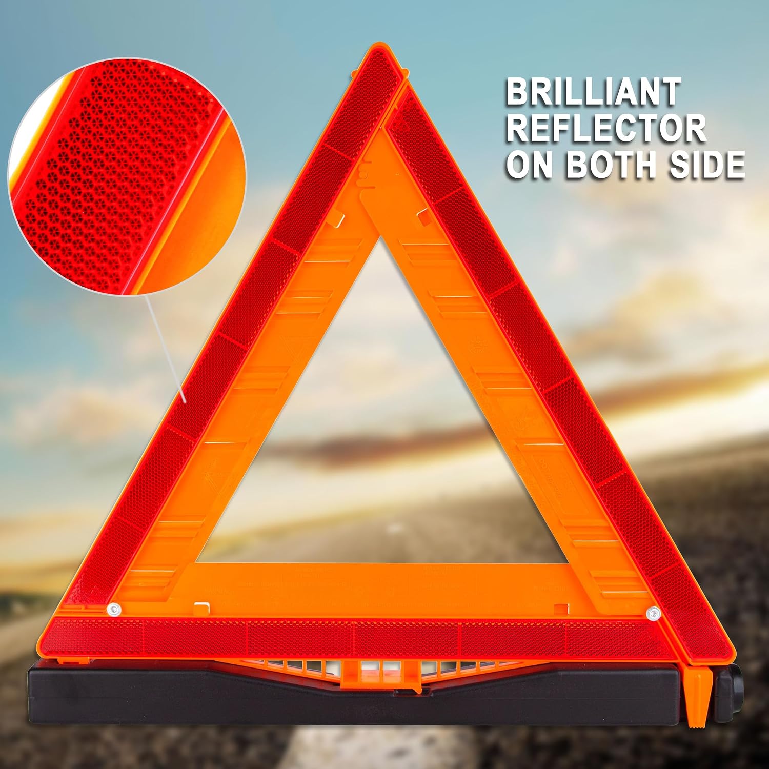 CARTMAN 3PK DOT Warning Triangles with Empty Base & Storage Case