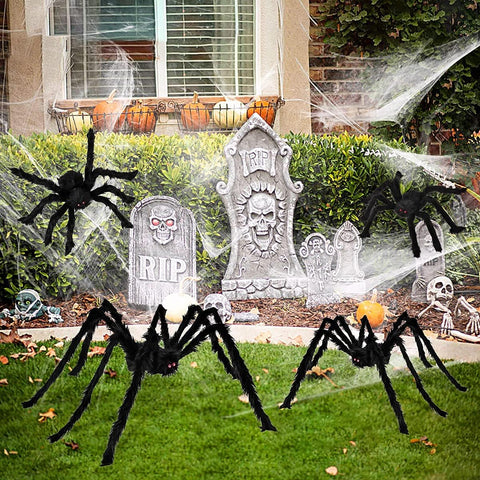 Halloween Decorations Outdoor Spider Decor: 4 Pack Gaint Scary Fake Spiders