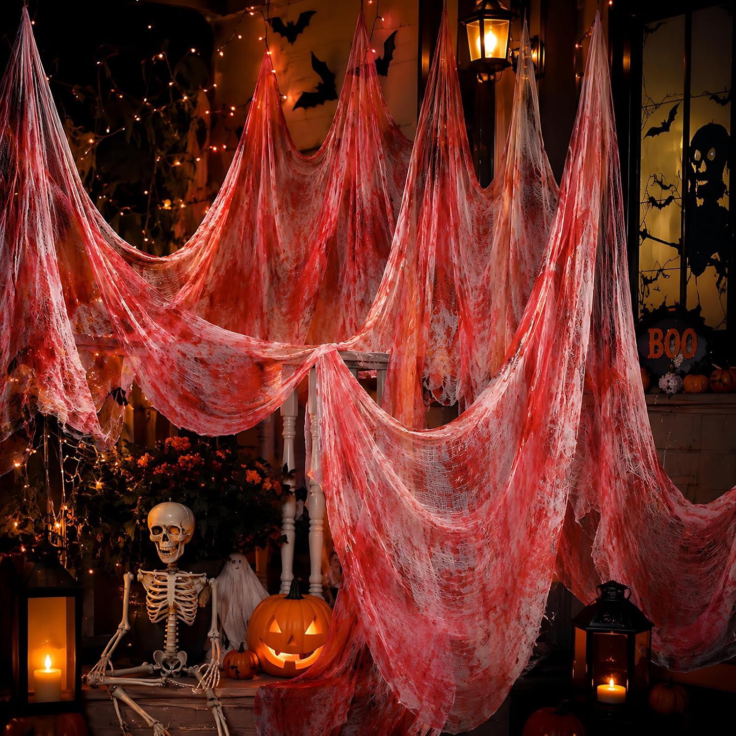 Boao Halloween Bloody Cheesecloth for Craft, 85 x 197 Inch