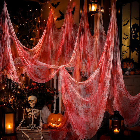 Boao Halloween Bloody Cheesecloth for Craft, 85 x 197 Inch