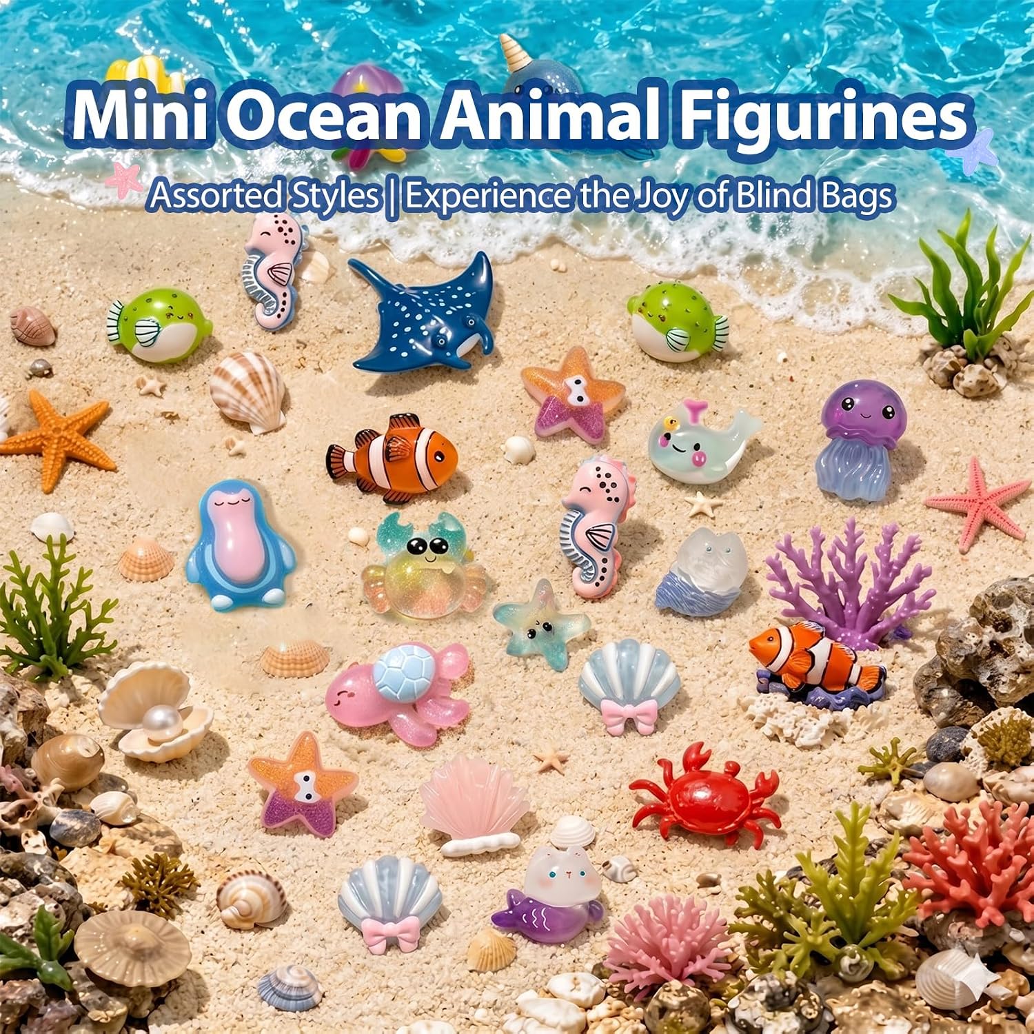 60 PCS Glow in the Dark Mini Resin Sea Animal Mystery Bags