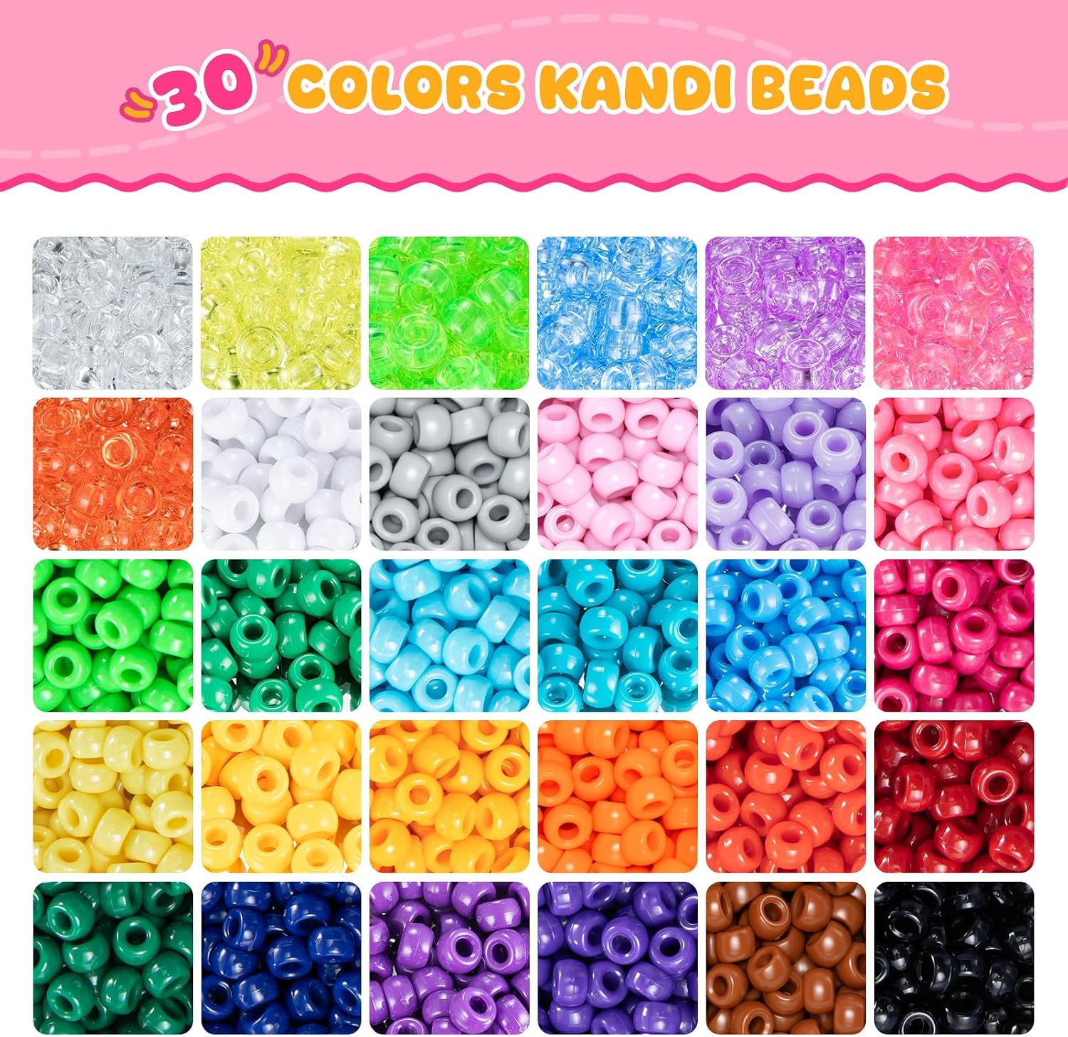 Simetufy 10000Pcs Pony Beads Bulk 30 Colors for Kandi Bracelet Making