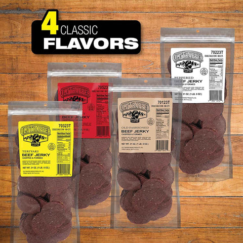 Old Trapper Double Eagle Beef Jerky, Teriyaki Flavor, 21 Ounce Package, Natural Wood Smoked Meat Snacks, 10 Grams of Protein and 80 Calories per Serving (Pack of One)