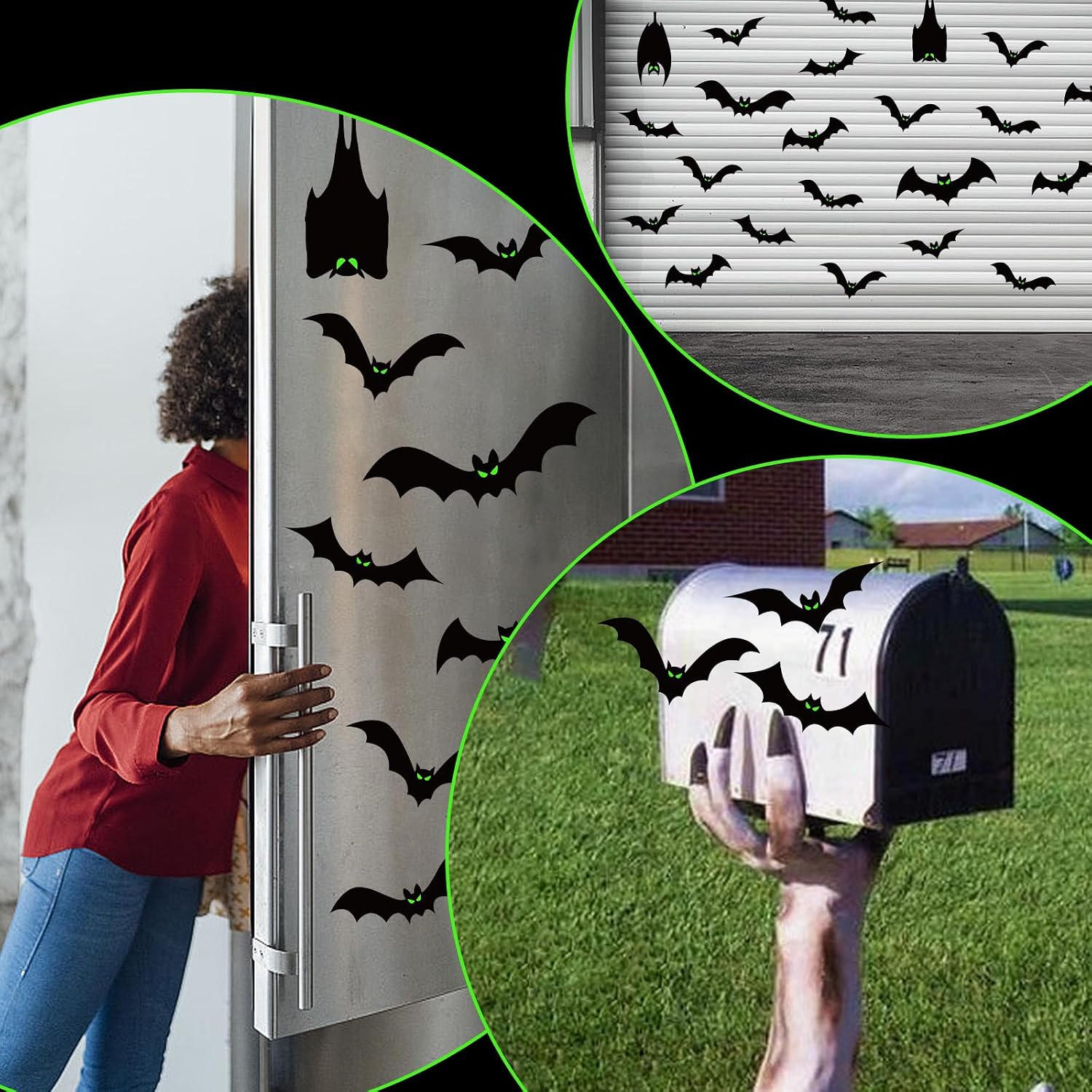 Halloween Garage Door Decorations Magnetic Bats with Glowing Eyes