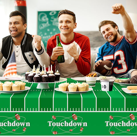 Football Party Decorations,2 Pack Football Tablecloth Disposable Plastic Tablecloth 54" x 108",Football Birthday Party Decor,Football Table Cloth for Rectangle Tables,Football Party Supplies for Home