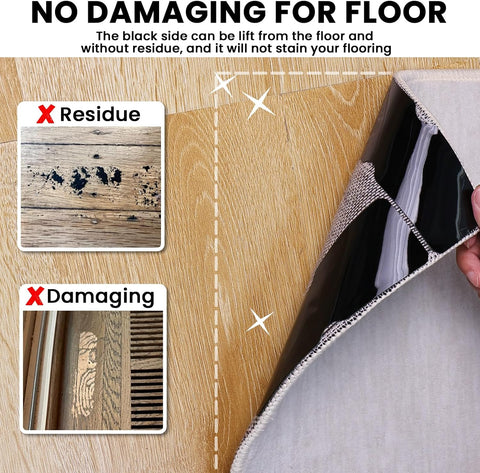 Reusable Rug Tape Grippers, Carpet Tape No Damaging for Hardwood Floors 8Pc