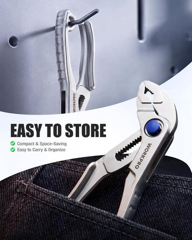 WORKPRO Mini Water Pump Pliers, 4-Inch Groove Joint Pliers for Tight Spaces