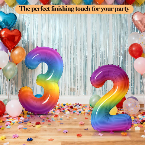 Number 13 Balloons for 13th Birthday Party Decorations, 0-100 Large No.13 Balloons for Girls Boys and Daughter Son, 40 Inch Rainbow Foil Helium Balloon for 13 Year Old Anniversary Decorations