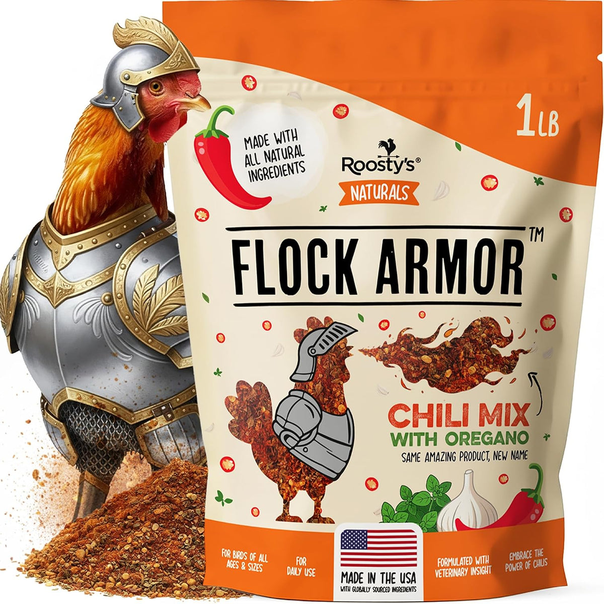 Roosty's Naturals Flock Armor Chicken De-wormer Chili Mix, 16oz