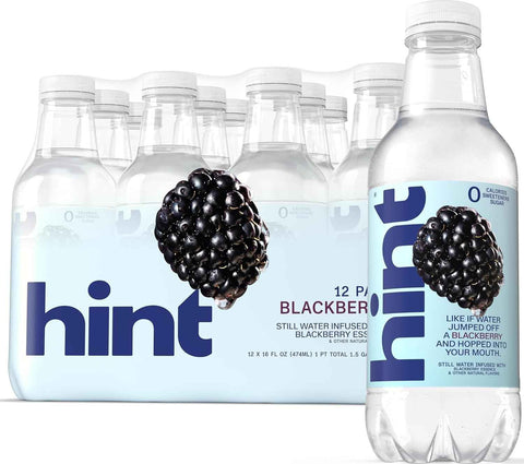 Hint Fruit-Infused Bottled Water, Blackberry - Sugar Free Flavored Water with Zero Calories, Natural Fruit Essences, and No Artificial Sweeteners - 16 Fl Oz (Pack of 12)