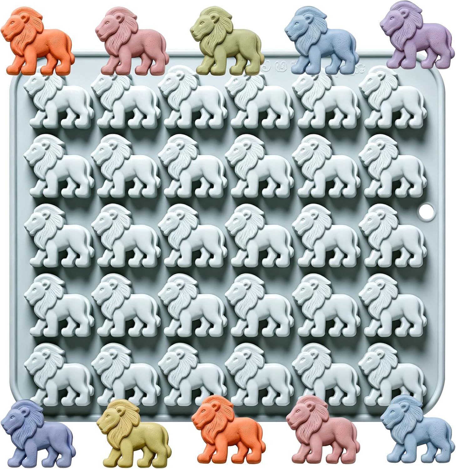 30-Cavity Lion Silicone Chocolate Molds, 3D Mini Lion Candy Molds