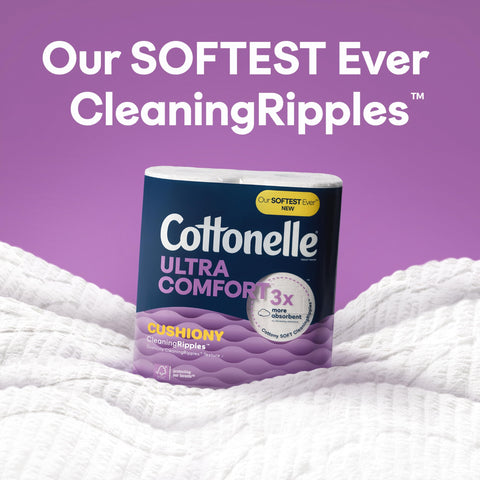 Cottonelle Ultra Comfort Toilet Paper with Cushiony CleaningRipples Texture, 32 Family Mega Rolls (32 Family Mega Rolls = 144 Regular Rolls) (8 Packs of 4), 296 Sheets per Roll
