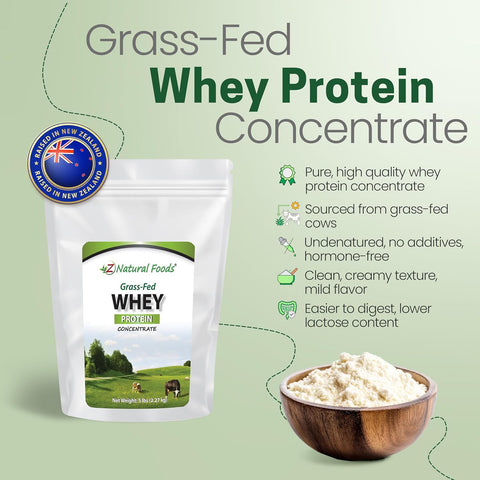Z Natural Foods Grass-Fed Whey Protein Concentrate - Cold Processed, 5 lb