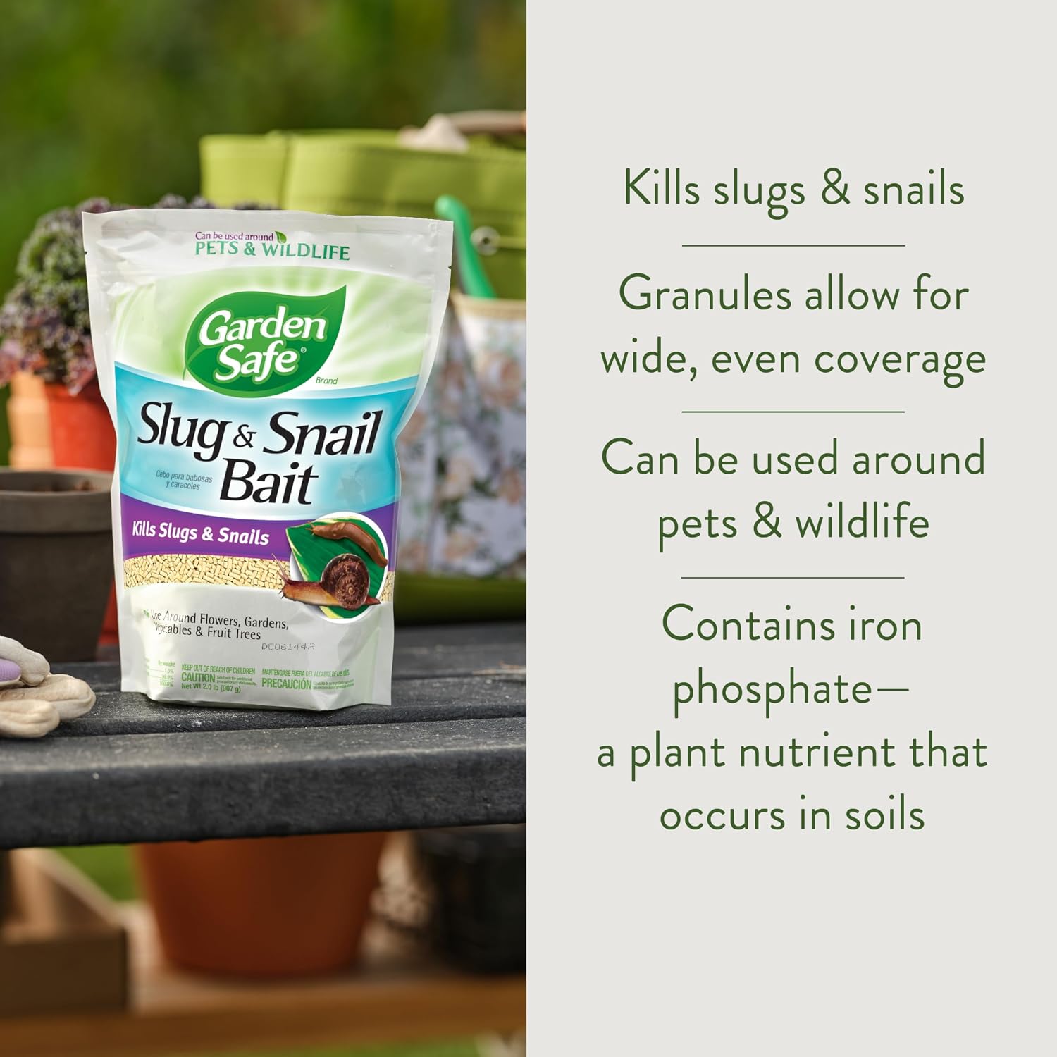 Garden Safe Slug & Snail Bait Granules, Kills Slugs & Snails, 2 Lb