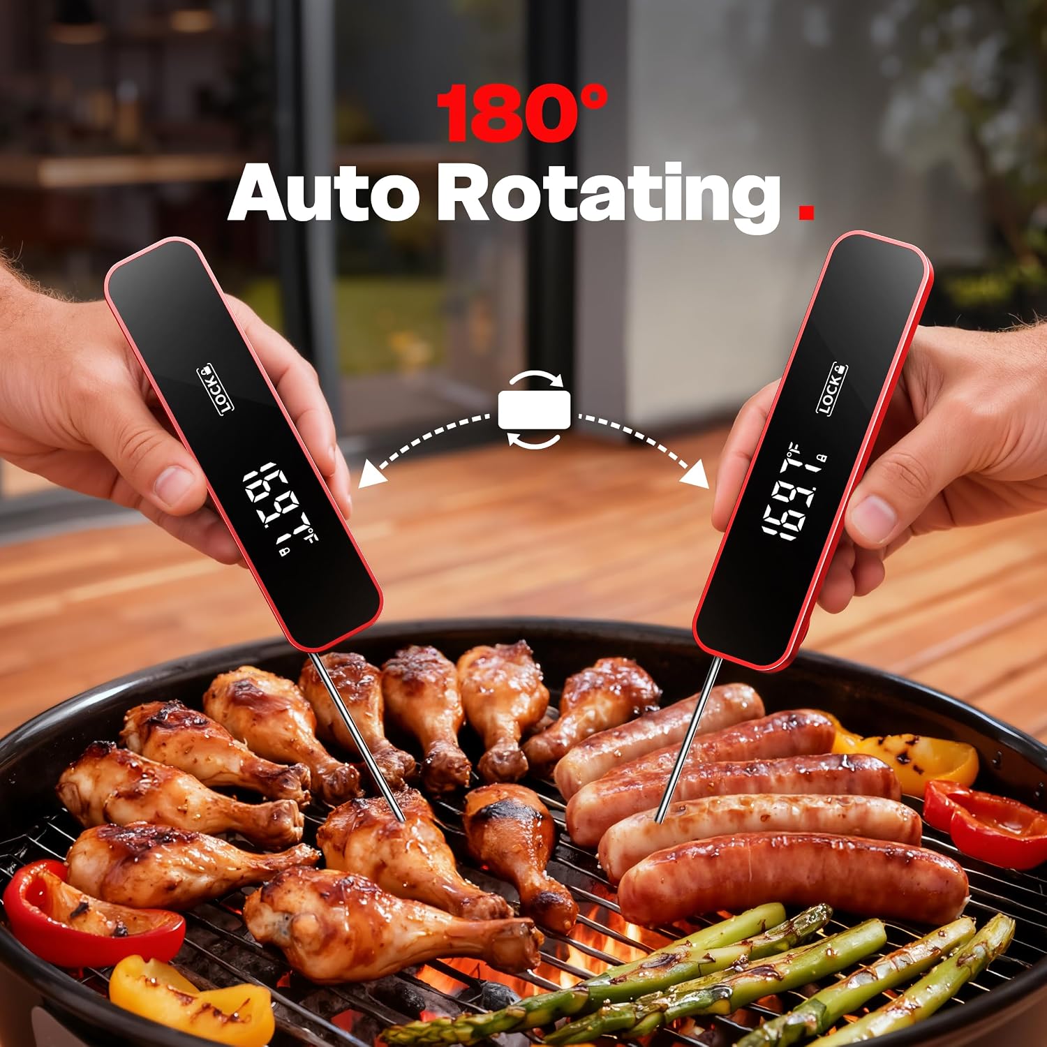 0.3 Sec Instant Read Meat Thermometer Digital for Grilling, Red