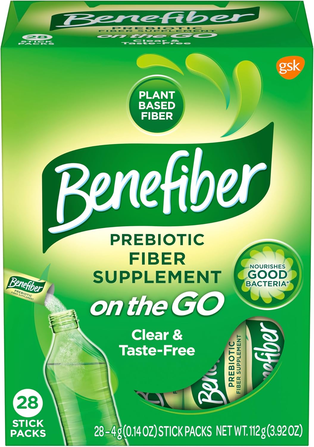 Benefiber Prebiotic Fiber Supplement Powder, Unflavored, 28 Stick Packs