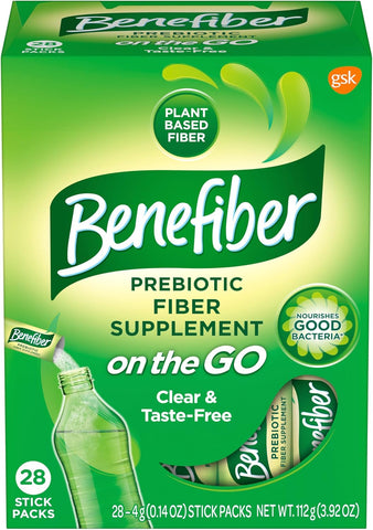 Benefiber Prebiotic Fiber Supplement Powder, Unflavored, 28 Stick Packs
