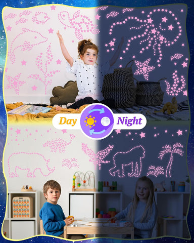 201 Pcs Glow in The Dark Stars Stickers for Ceiling, Kid Room Wall Decor