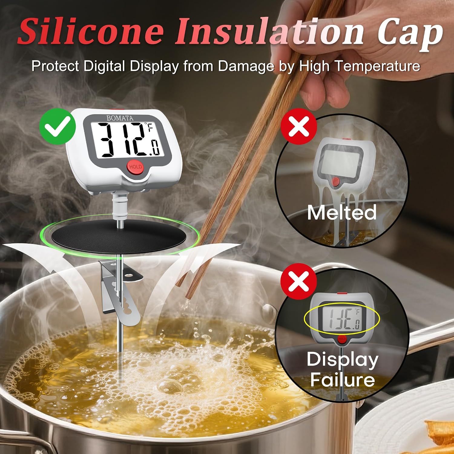 BOMATA Digital Candy Thermometer with Pot Clip, Deep Fry Oil Thermometer