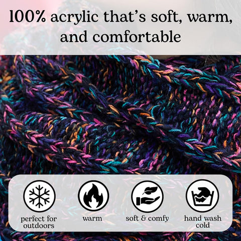 Funky Junque Slouchy Beanie & Infinity Scarf Gift Set – Matching Winter Accessories Sets for Women, Oversized Hat and Scarves
