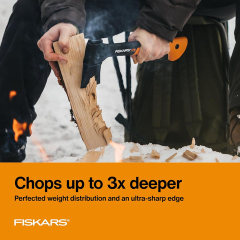 Fiskars X7 Small Hatchet Axe 14", for Camping & Chopping Wood Kindling