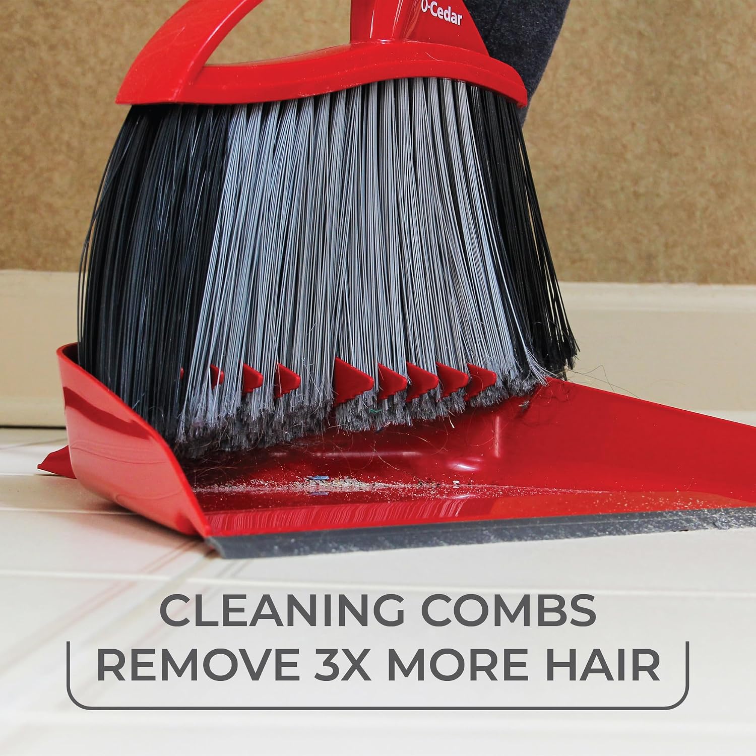 O-Cedar Pet Pro Broom with Step-On Dustpan | Removes Over 99% of Dust & Dirt in One Sweep | Removes 3X More Pet Hair | Quiet Cleaning Tool for Cat and Dog Owners