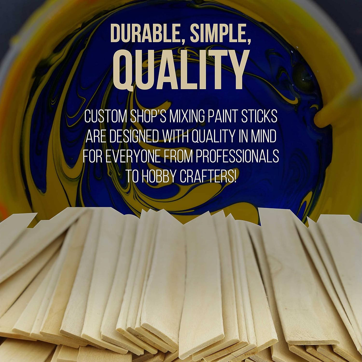 Custom Shop Craft and Paint Sticks - 12" Inch Wood Stirrers/Paddles