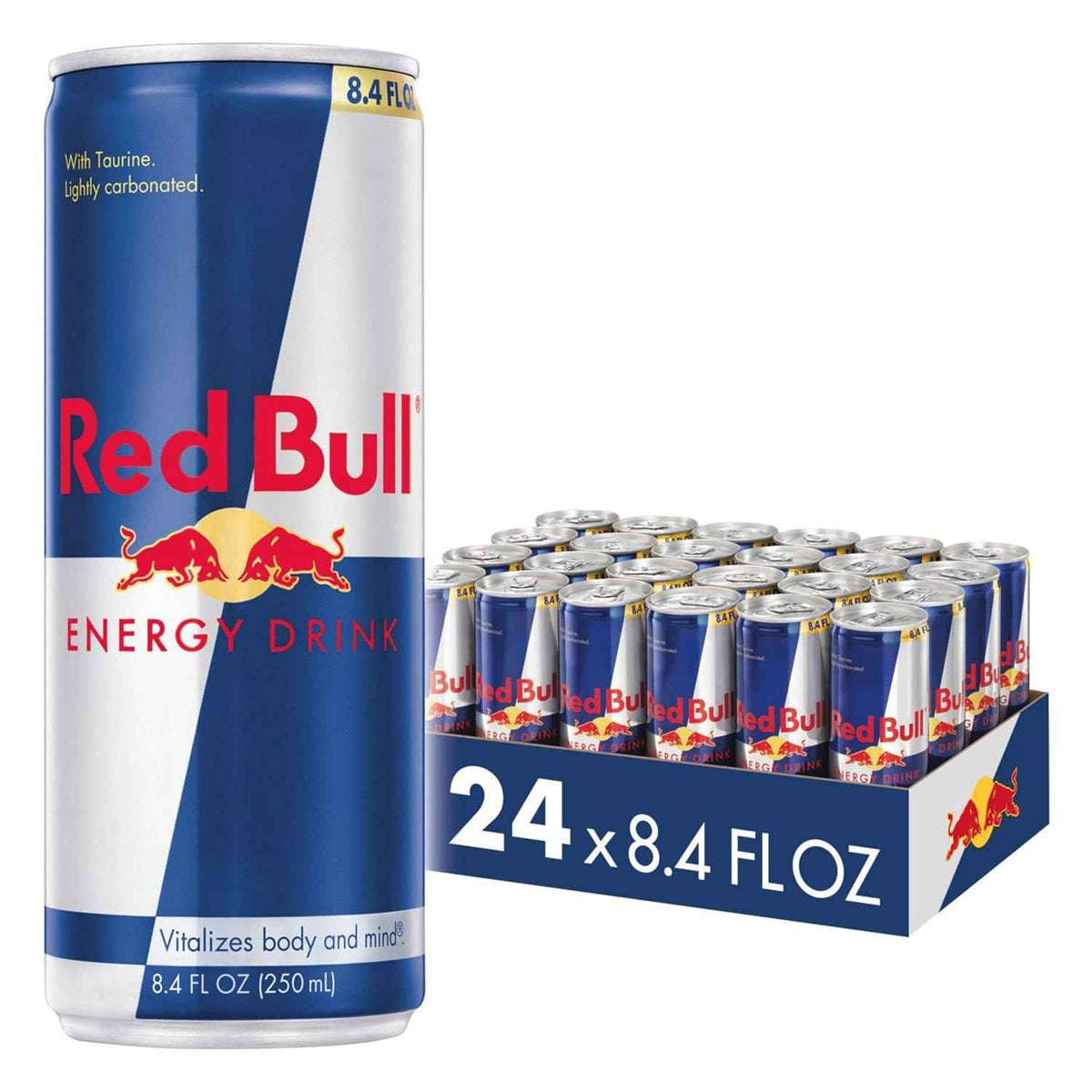 Red Bull Energy Drink | contains caffeine, taurine, B-vitamins, sugar, and water, 8.4 fl oz, pack of 24 cans