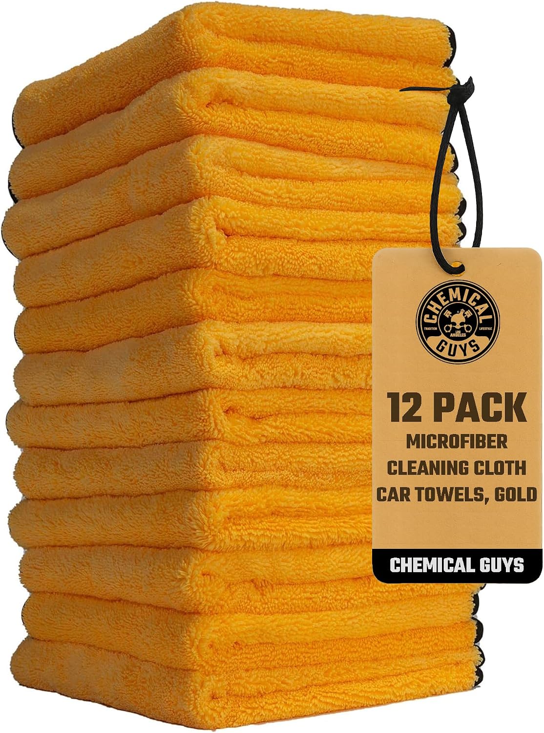 Chemical Guys, Professional Microfiber Towels, 16 x 16 in, Gold, 12 Pack