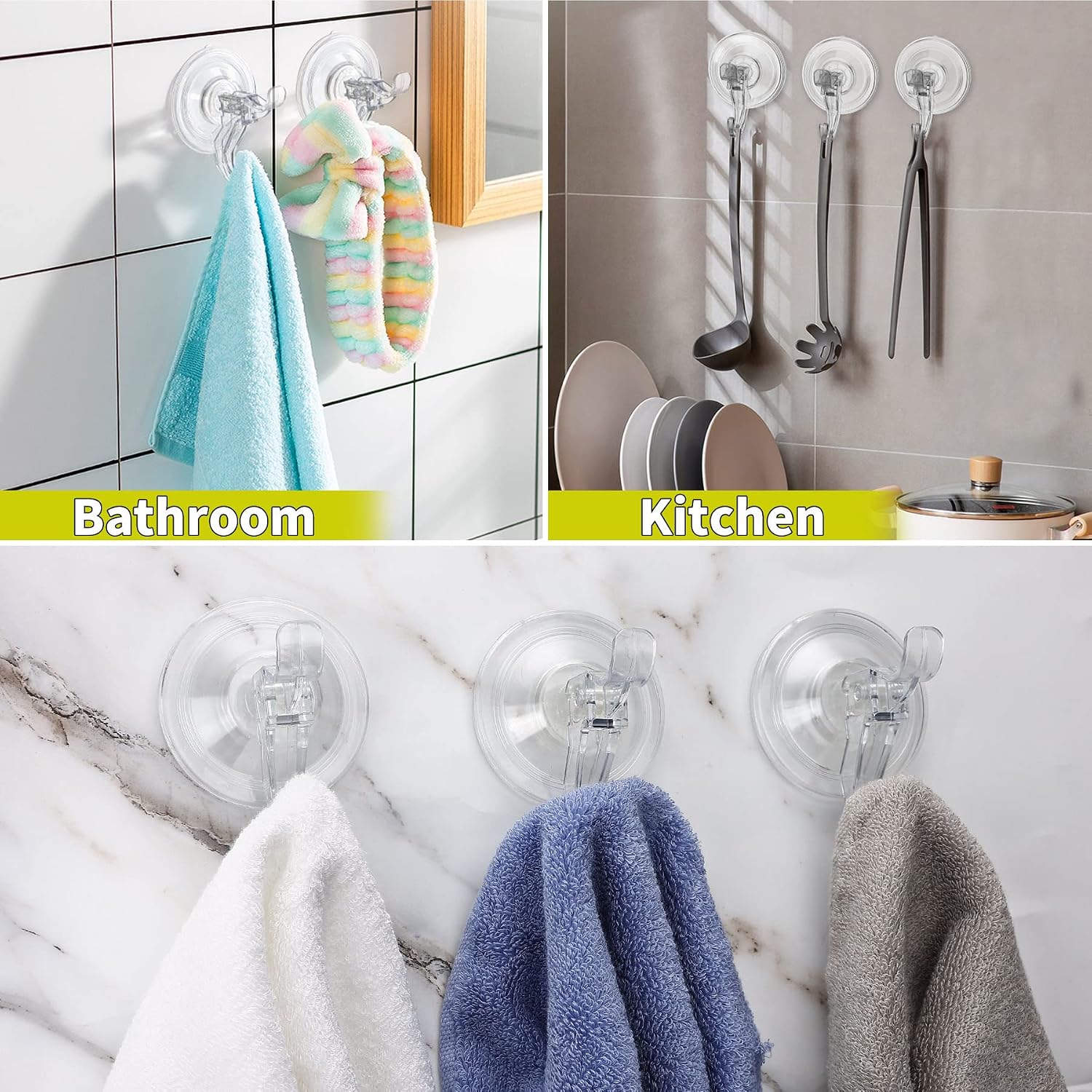 Antimbee 5 Pack Suction Cup Hooks, Reusable Clear Hanger, Max Load 11lbs