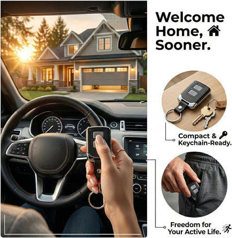 3-in-1 Garage Door Opener Keypad with 2 Keychain Remote Compatible with Liftmaster, Chamberlain, Craftsman Openers, Works with Yellow/Purple/Red/Orange/Green Learn Button, Replaces 878MAX 893MAX
