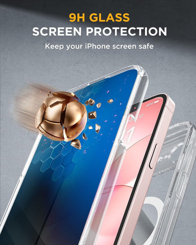 miracase for iPhone 17e & 16e Case with Built-in Private Screen Protector, [Magnetic with MagSafe] Full-Body Phone Cover Military Drop Proof 17 E/ 16 E Bumper 6.1 inch, Clear