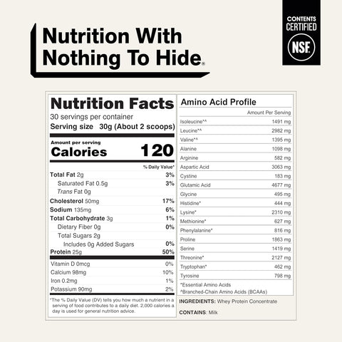 NAKED Whey 2LB 100% Grass Fed Whey Protein Powder - Only 1 Ingredient, Unflavored Whey Protein, NSF Certified, Undenatured, Gluten Free, Soy Free, No GMOs, No Preservatives