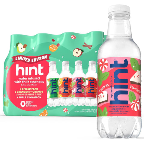 Hint Flavored Water Zero Sugar 0 Calories - Winter Variety (12 pack)