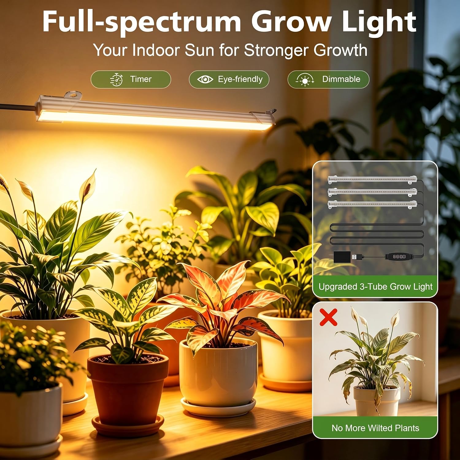 BACEKOLL Plant Stand Indoor with Grow Light, 7 Tier 49" Lighted Plant Shelf