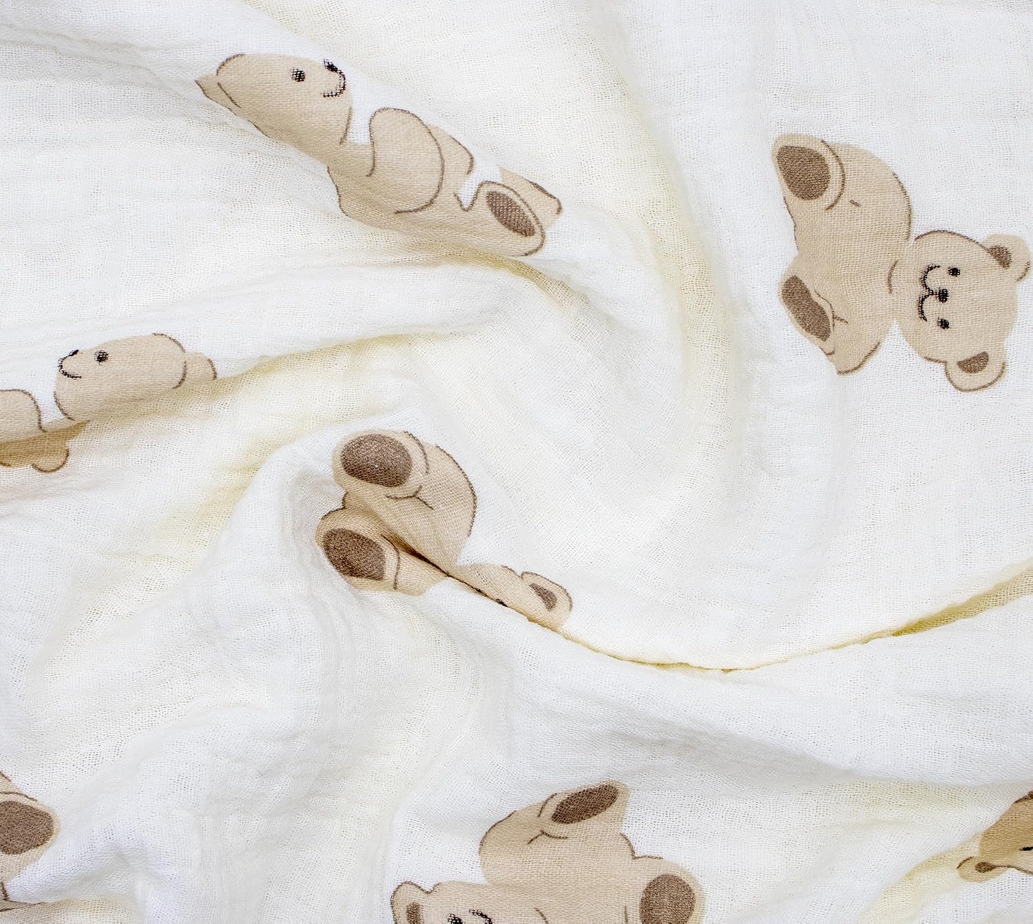 Baby Blanket 40x40 Inches,Muslin Cotton and Minky Dotted Double Layer Soft Receiving Blanket for Newborn Toddler,Bear
