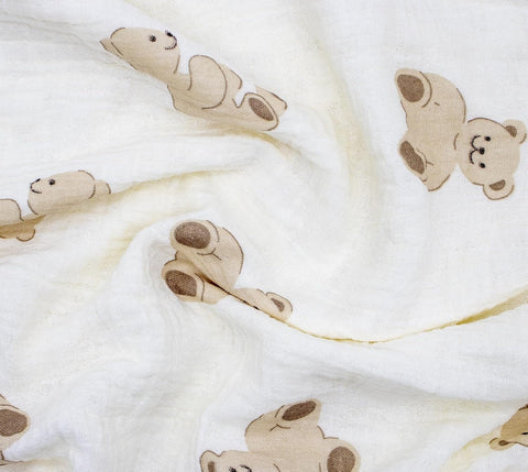 Baby Blanket 40x40 Inches,Muslin Cotton and Minky Dotted Double Layer Soft Receiving Blanket for Newborn Toddler,Bear