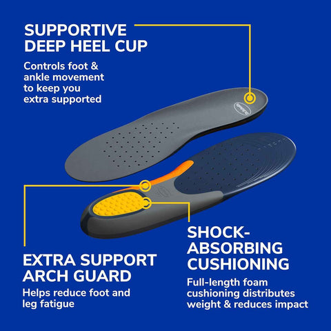 Dr. Scholl's Heavy Duty Support Insole Orthotics, Big & Tall, 200lbs+, Wide Feet, Shock Absorbing, Arch Support, Distributes Pressure, Trim to Fit Inserts, Work Boots & Shoes, Men Size 8-14, 2 Pairs
