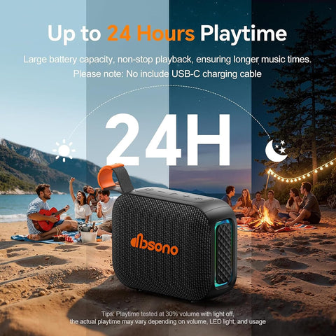 Portable Bluetooth Speaker Line-in Support: IPX5 Waterproof, Black