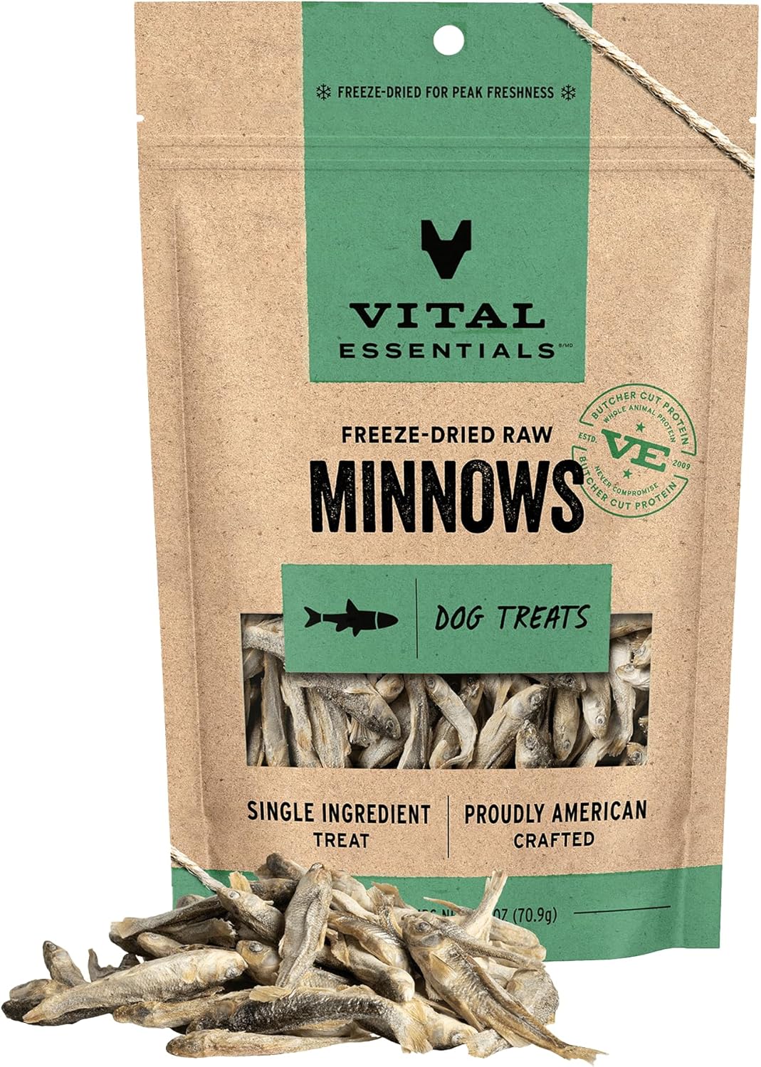Vital Essentials Freeze Dried Minnows Dog Treats, 2.5 oz Bag