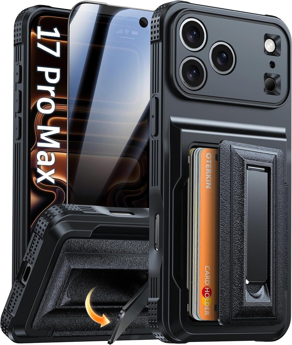 Oterkin for iPhone 17 Pro Max Wallet Case with Privacy Screen Protector