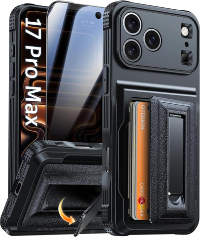 Oterkin for iPhone 17 Pro Max Wallet Case with Privacy Screen Protector