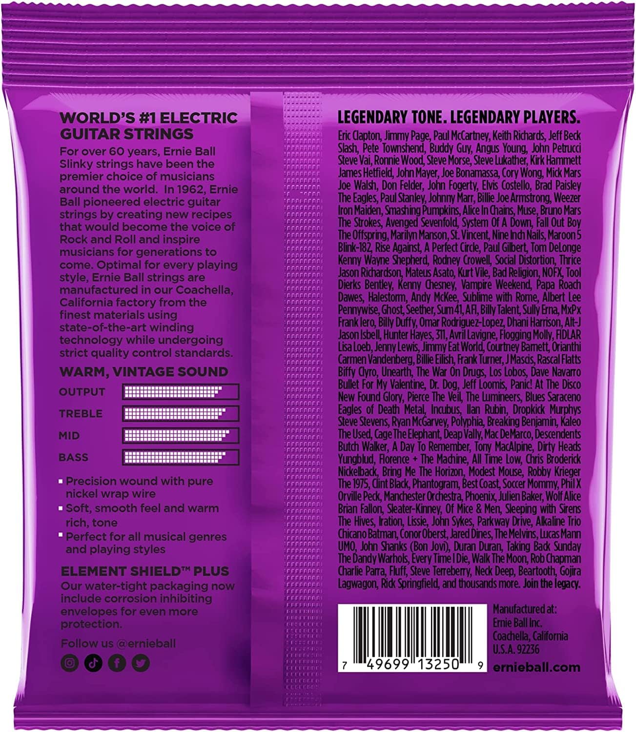 Ernie Ball Regular Slinky Classic Pure Nickel Electric Guitar Strings 3-pack, 10-46 Gauge (P03251)